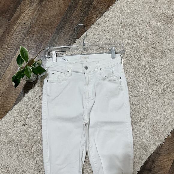 MOTHER Little Miss Innocent Stunner Raw Step Hem Fray Distressed Skinny Jeans - Picture 4 of 9